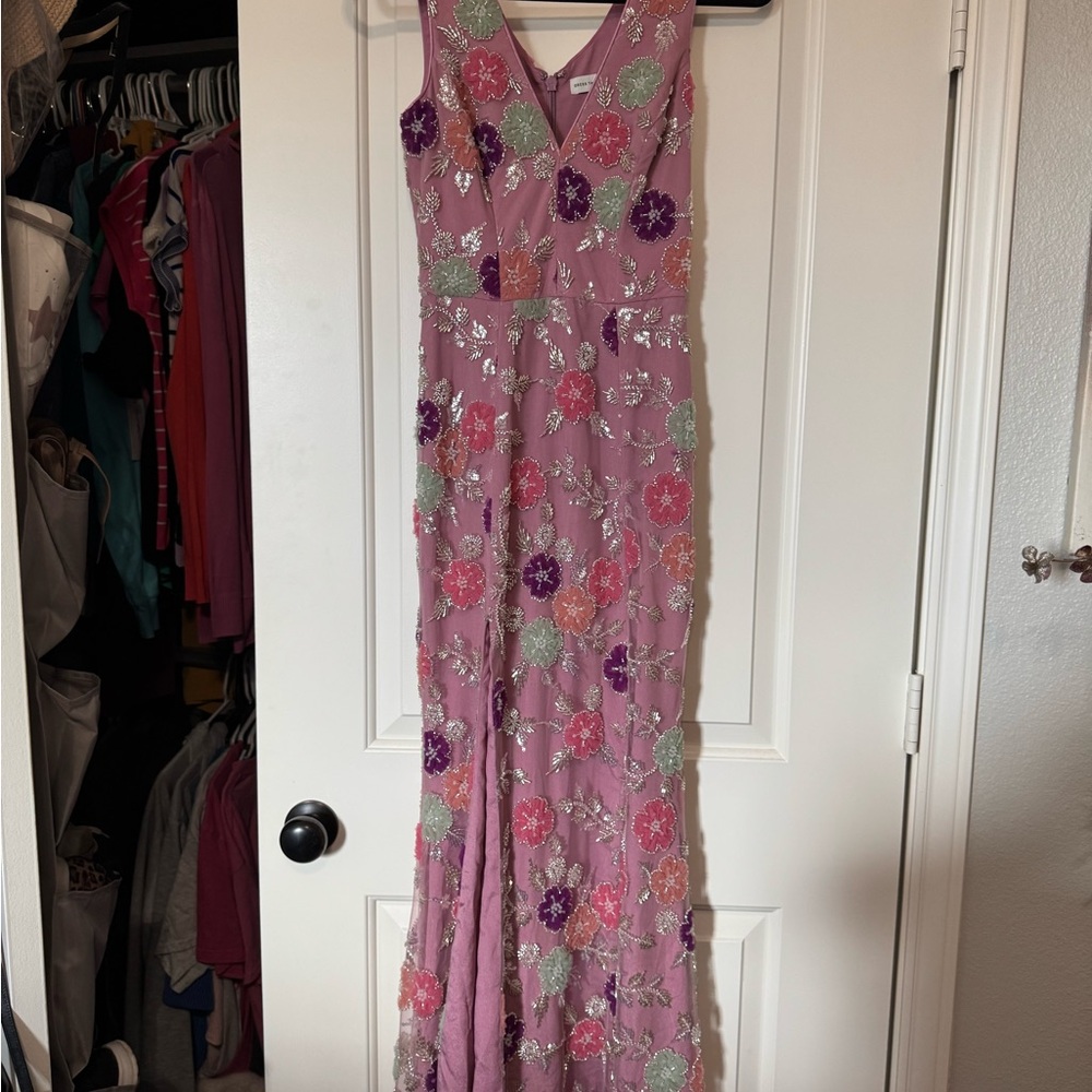 Dress the Population Pink Embroidered Gown